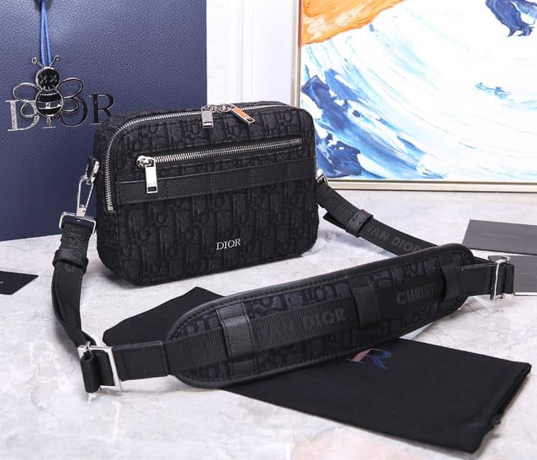 safari messenger bag black D*or oblique jacquard