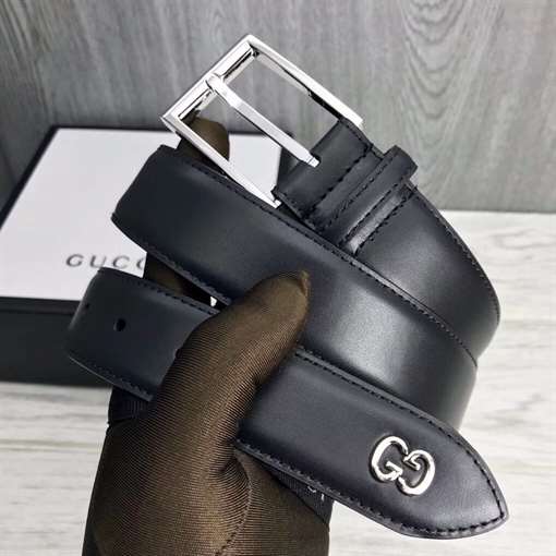 G*u*i leather belt with gg detail - b46
