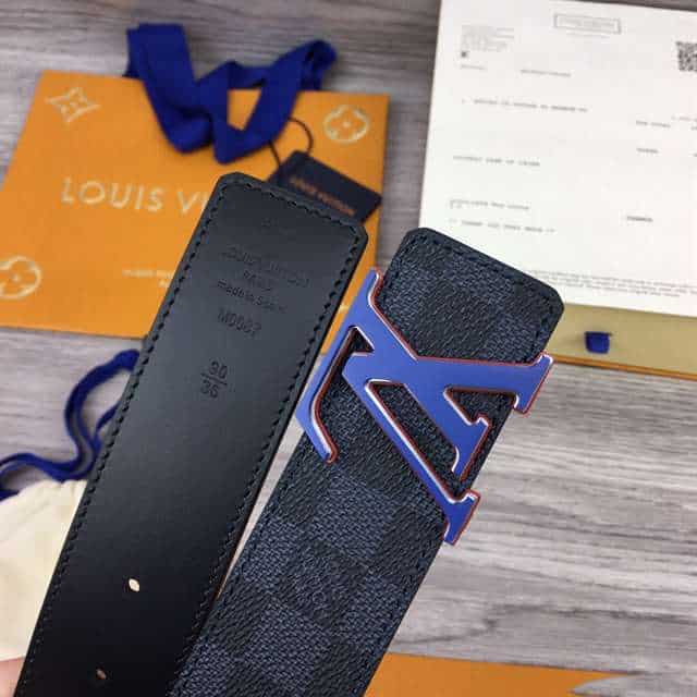 l0*is V*t0n initiales 40mm reversible damier infini leather belt - b84