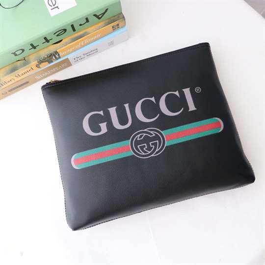 G*u*i large clutch purse black leather gg logo web - wgr035