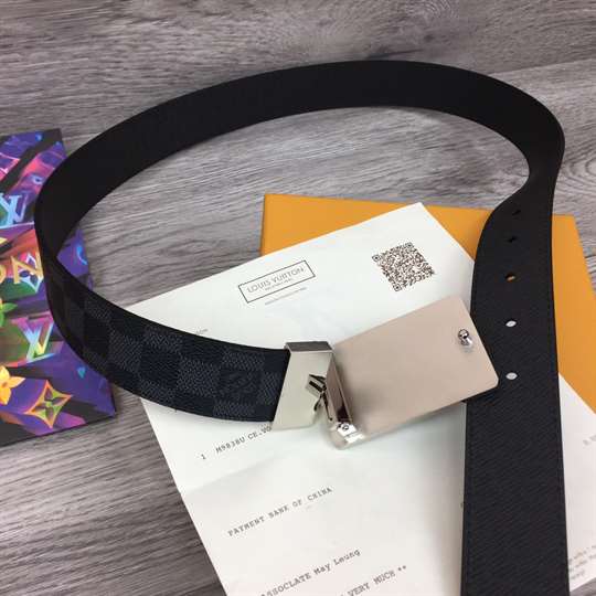 l0*is V*t0n inventeur damier ebene/graphite belt - b158