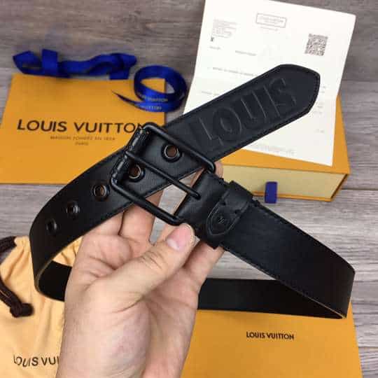 l0*is V*t0n dark infinity leather voyager 35mm belt - b157