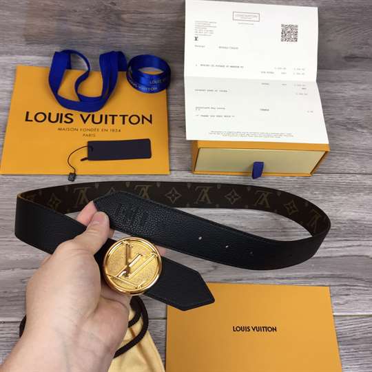 l0*is V*t0n monogram lv circle logo 35mm reversible belt - b154