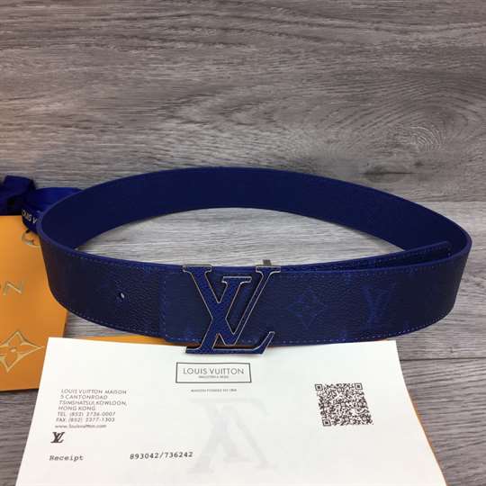 l0*is V*t0n men's initiales 40mm reversible belt blue - b126