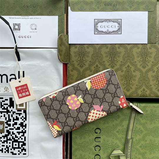 g*u*i les pommes zip around wallet in beige and ebony gg S*p*e - wgr007