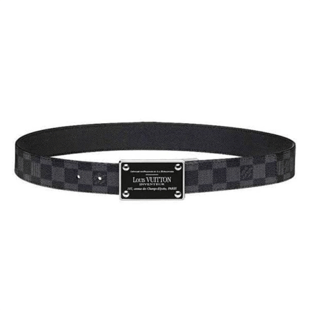 l0*is V*t0n inventeur damier ebene/graphite belt - b158