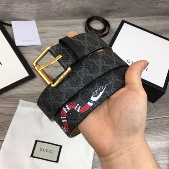 G*u*i leather belt with kingsnake - b41