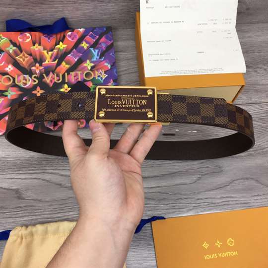 l0*is V*t0n inventeur damier ebene/graphite belt - b159