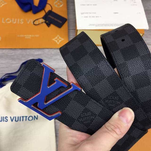 l0*is V*t0n initiales 40mm reversible damier infini leather belt - b87