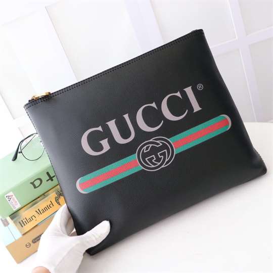 G*u*i large clutch purse black leather gg logo web - wgr035