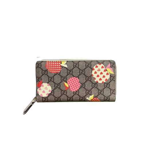 g*u*i les pommes zip around wallet in beige and ebony gg S*p*e - wgr007