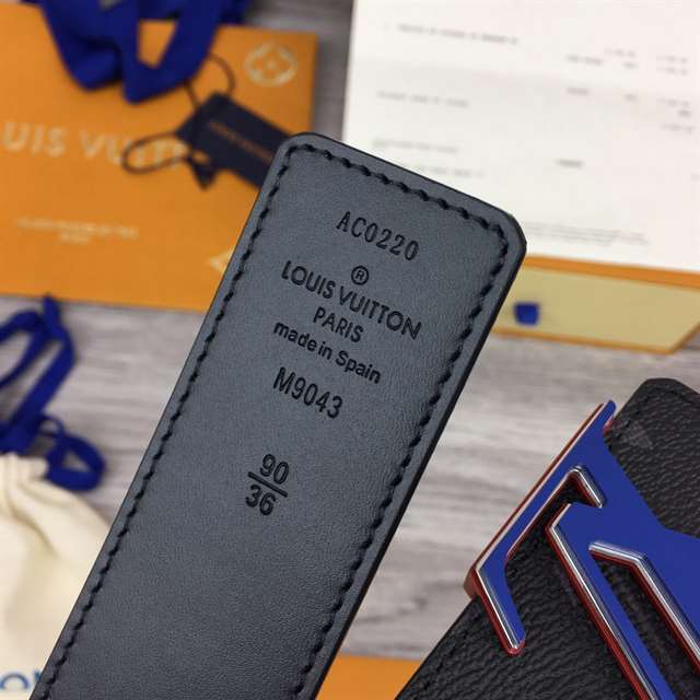 l0*is V*t0n initiales 40mm reversible monogram canvas belt - b83