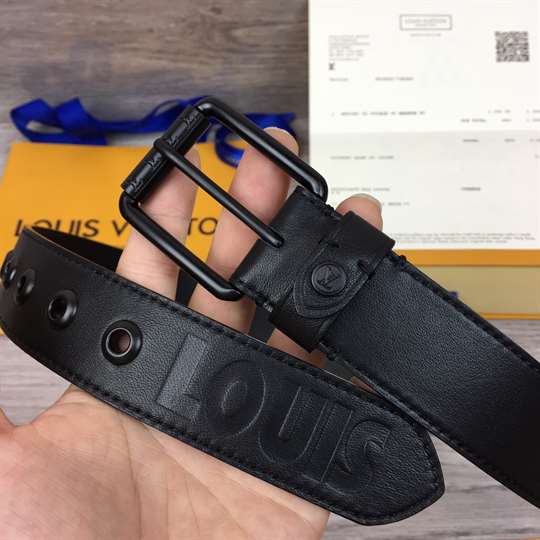 l0*is V*t0n dark infinity leather voyager 35mm belt - b157