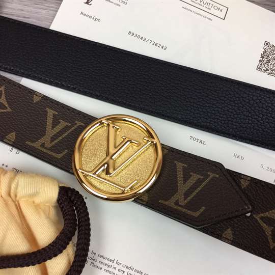 l0*is V*t0n monogram lv circle logo 35mm reversible belt - b154