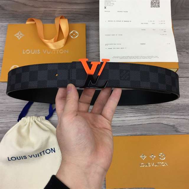 l0*is V*t0n initiales 40mm reversible damier graphite canvas belt - b94