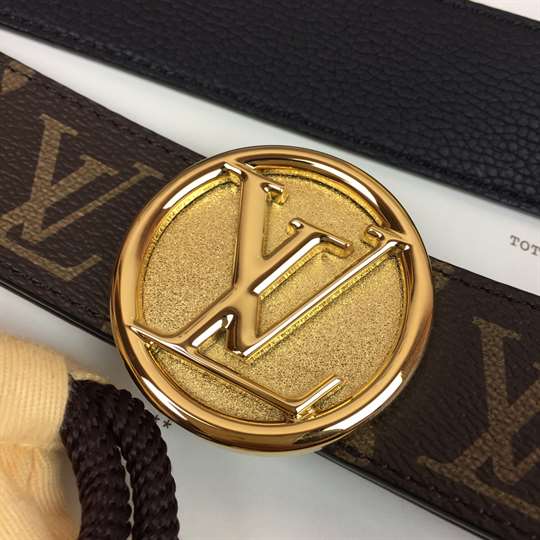 l0*is V*t0n monogram lv circle logo 35mm reversible belt - b154