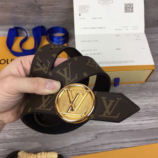 l0*is V*t0n monogram lv circle logo 35mm reversible belt - b154