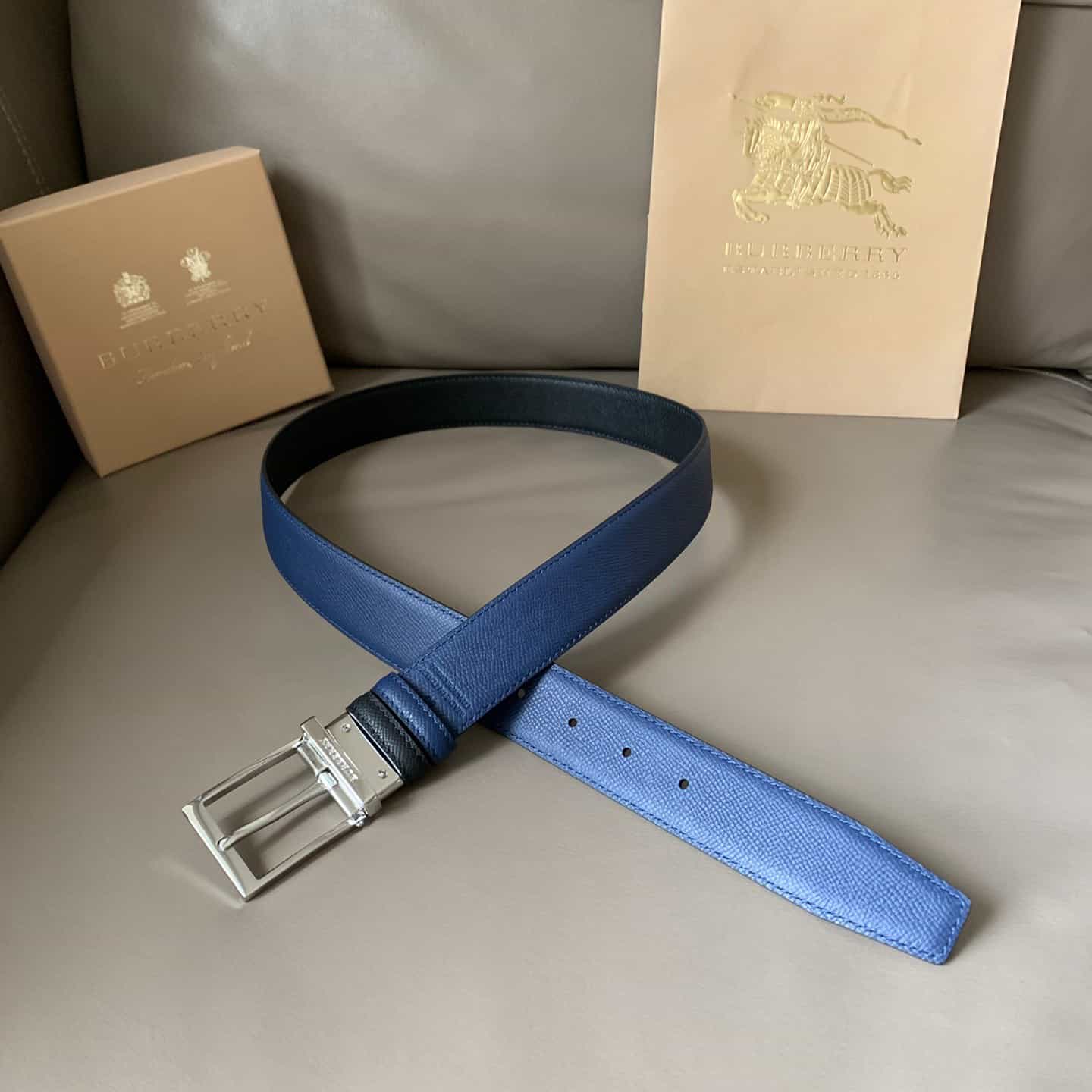 B**rry reversible london check and leather belt dark charcoalblack - b29