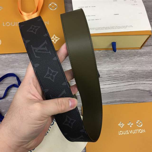 l0*is V*t0n initiales 40mm reversible monogram canvas belt - b93