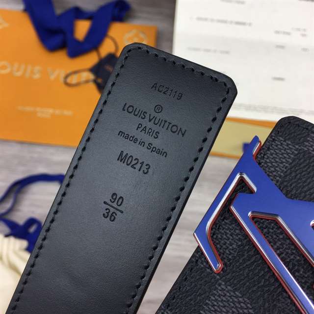 l0*is V*t0n initiales 40mm reversible damier infini leather belt - b87