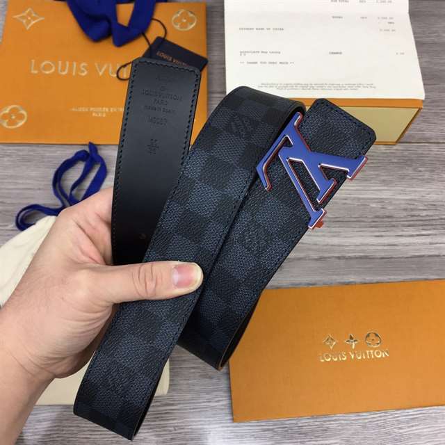 l0*is V*t0n initiales 40mm reversible damier infini leather belt - b84