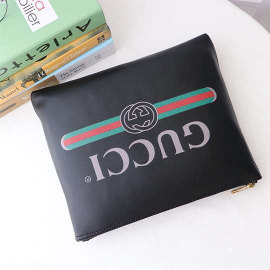 G*u*i large clutch purse black leather gg logo web - wgr035