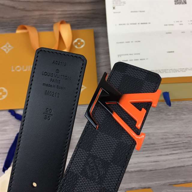 l0*is V*t0n initiales 40mm reversible damier graphite canvas belt - b94