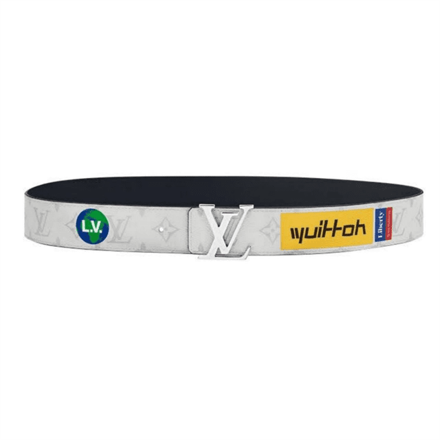 l0*is V*t0n belt initiales reversible monogram logo story white - b130