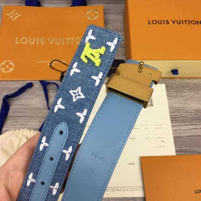l0*is V*t0n blue denim 'new wave' belt - b105