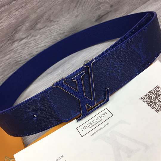 l0*is V*t0n men's initiales 40mm reversible belt blue - b126