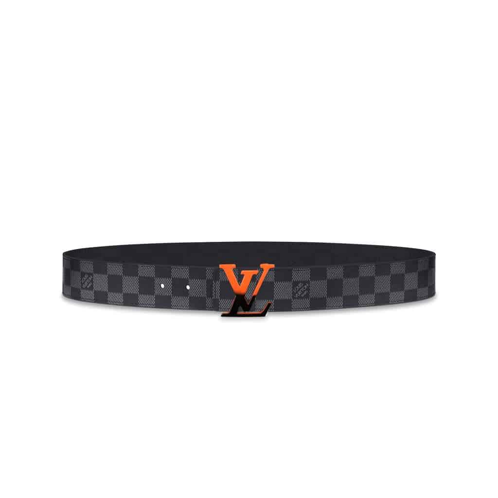l0*is V*t0n initiales 40mm reversible damier graphite canvas belt - b94