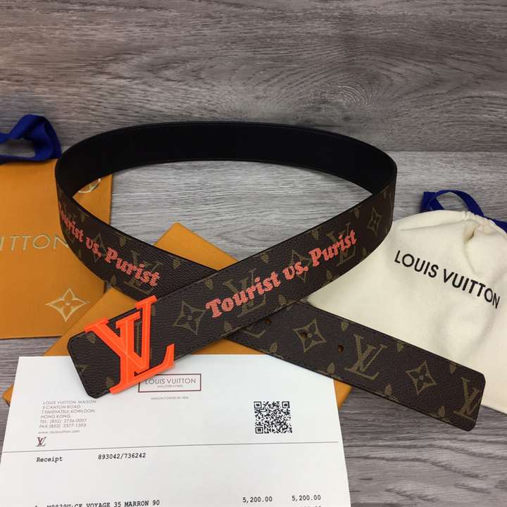 l0*is V*t0n pyramide 40mm reversible belt monogram canvas recto side - b76