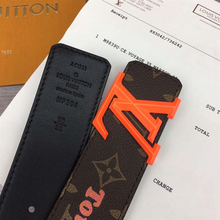 l0*is V*t0n pyramide 40mm reversible belt monogram canvas recto side - b76