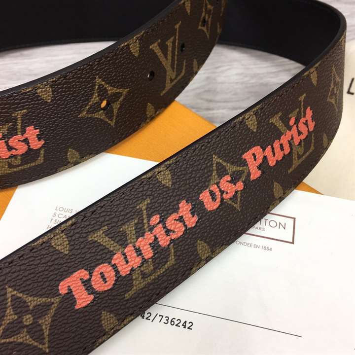 l0*is V*t0n pyramide 40mm reversible belt monogram canvas recto side - b76