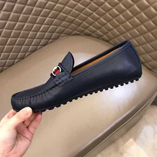 G*u*i leather driver with web navy - ldg006