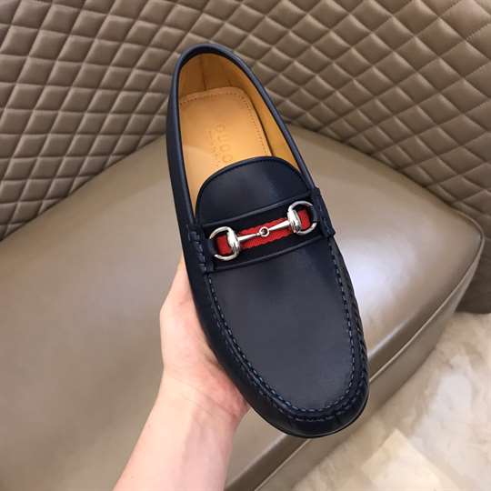 G*u*i leather driver with web navy - ldg006