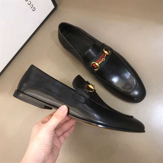 G*u*i 10mm leather foldabled loafers w/ web - ldg017