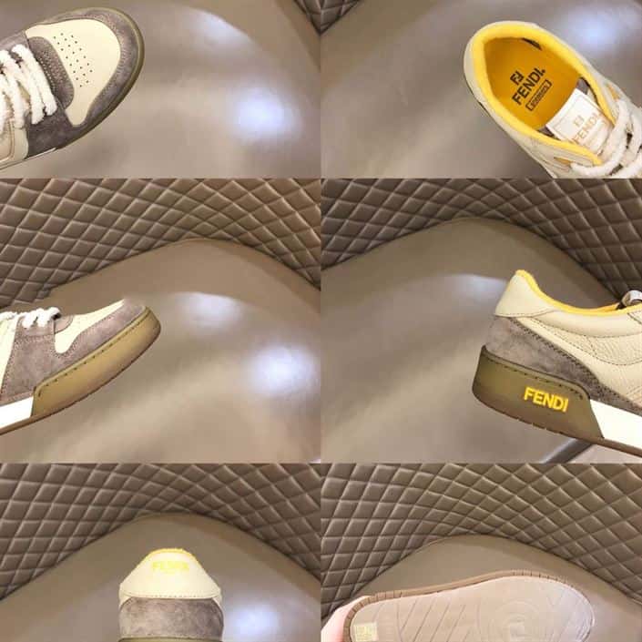 F**di match beige suede low-top sneakers - fd32