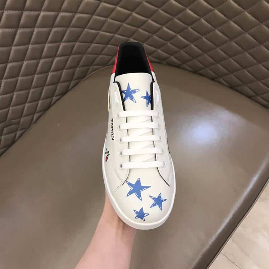 DOLCE AND GABBANA LEATHER ROYAL LOVE PRINT SNEAKERS IN WHITE - DG103