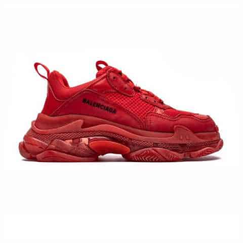 Ba*len*cia*ga triple s clear sole sneaker in red - bb171