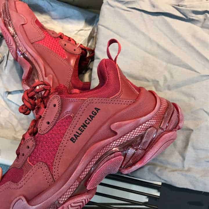 Ba*len*cia*ga triple s clear sole sneaker in red - bb171