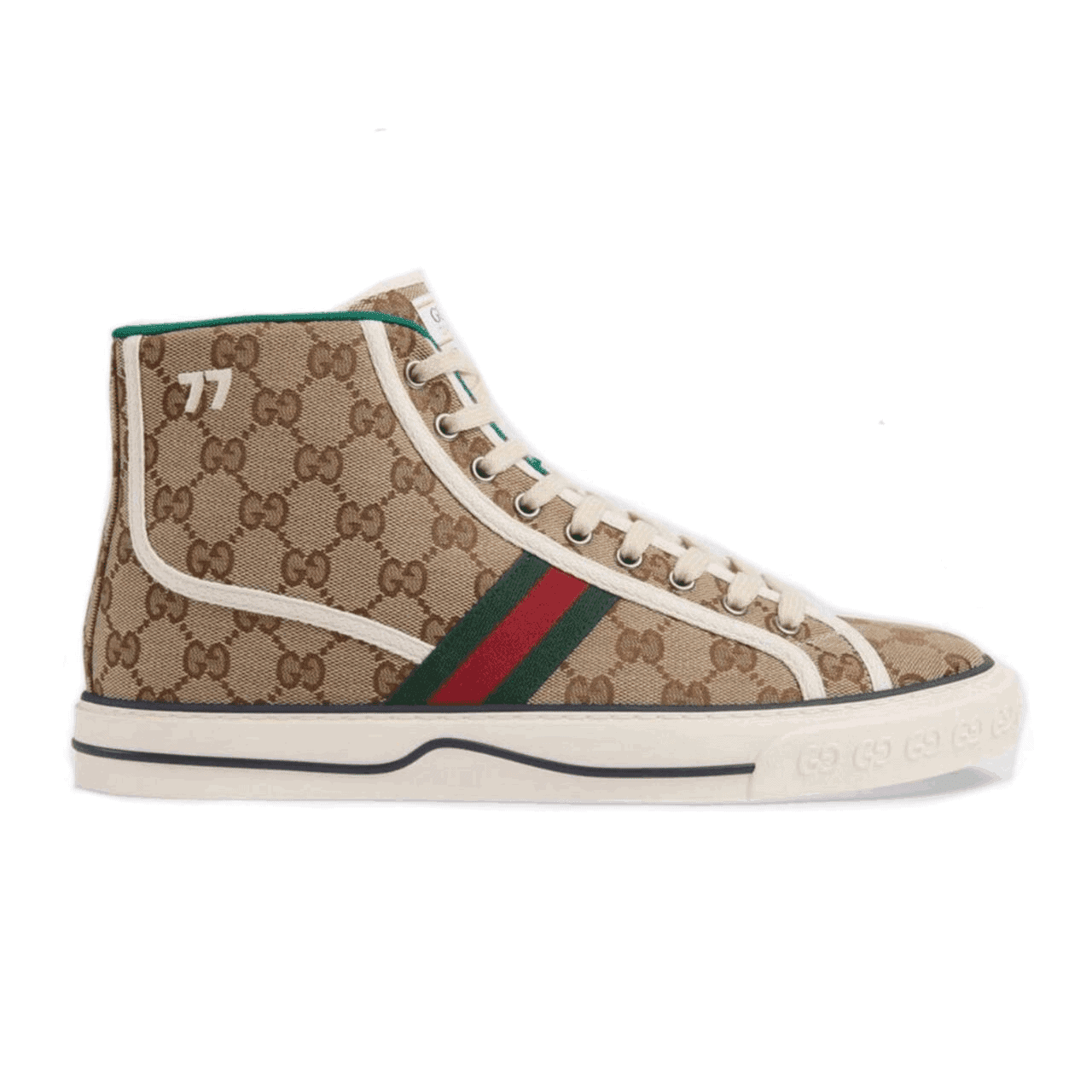 G*u*i tennis 1977 high-top sneakers in beige and ebony gg canvas - gc100