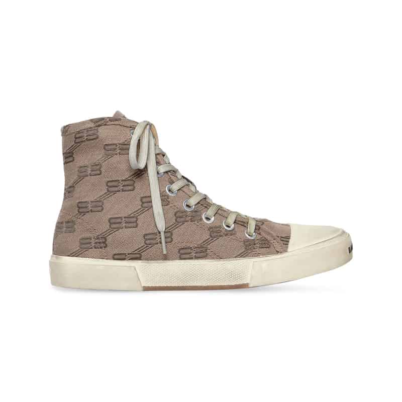 Ba*len*cia*ga men's paris high top trainers bb monogram in beige - bb209