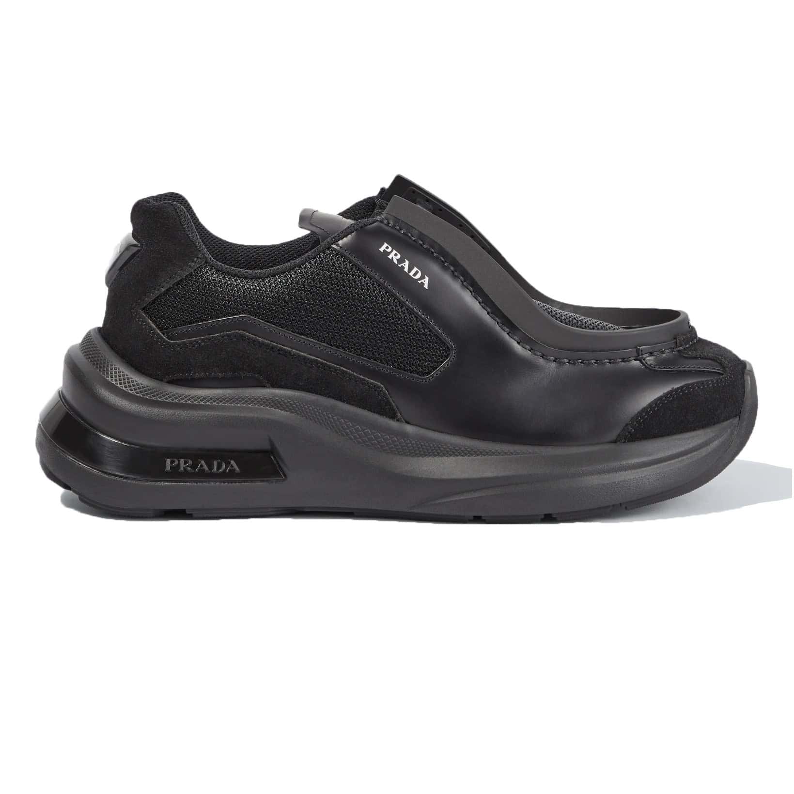 Pra*a brushed leather sneakers bike fabric suede - prd013