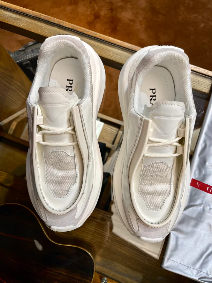 Pra*a brushed leather sneakers bike fabric suede - prd014