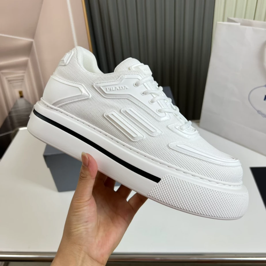 Pra*a macro re-nylon and brushed leather sneakers - prd061