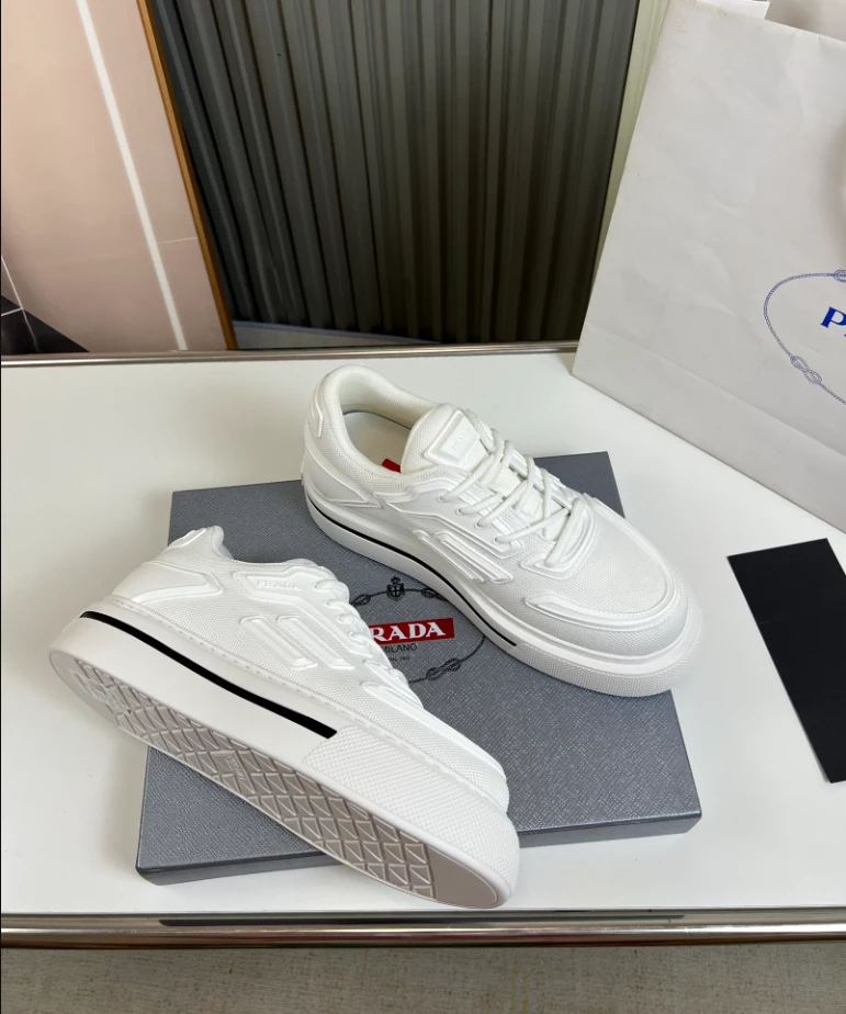 Pra*a macro re-nylon and brushed leather sneakers - prd061