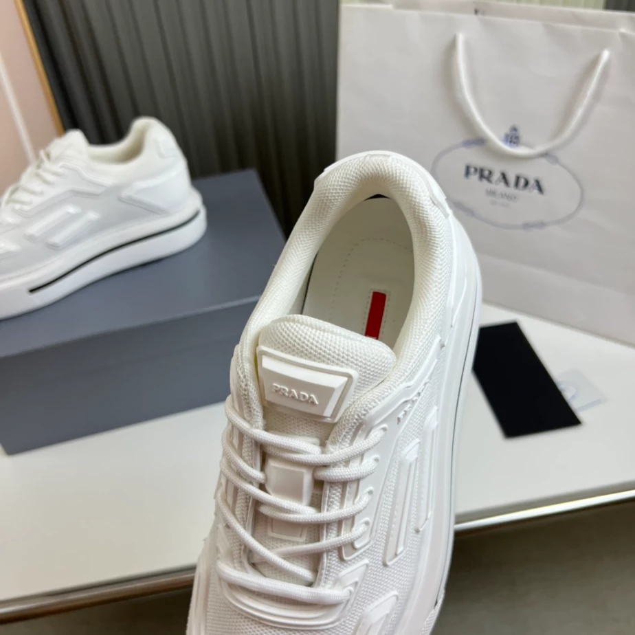 Pra*a macro re-nylon and brushed leather sneakers - prd061