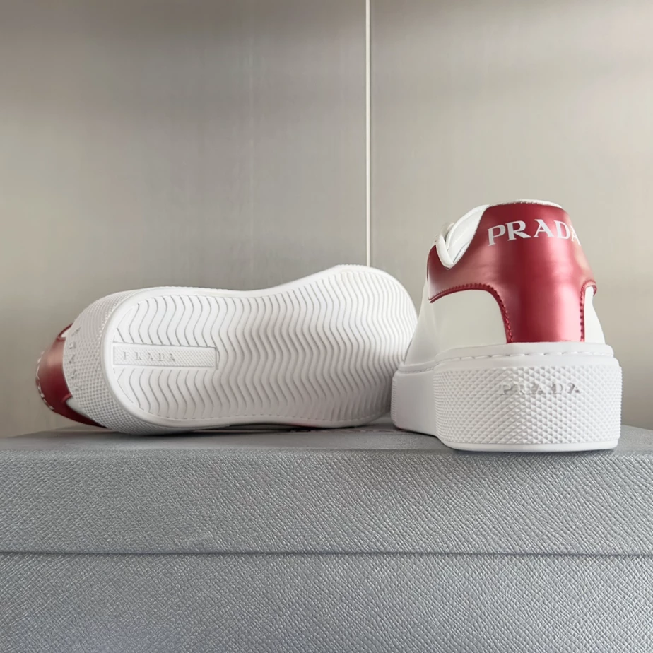 Pra*a macro re-nylon and brushed leather sneakers - prd063