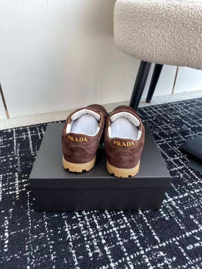 Pra*a trail faded suede sneakers in dark brown- prd079